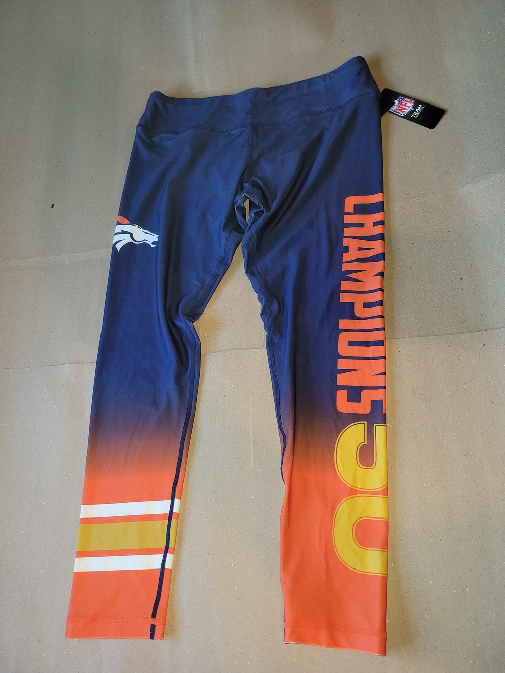 NFL Denver Broncos Gradient 'Champions' Leggings - Navy, Orange & Yellow